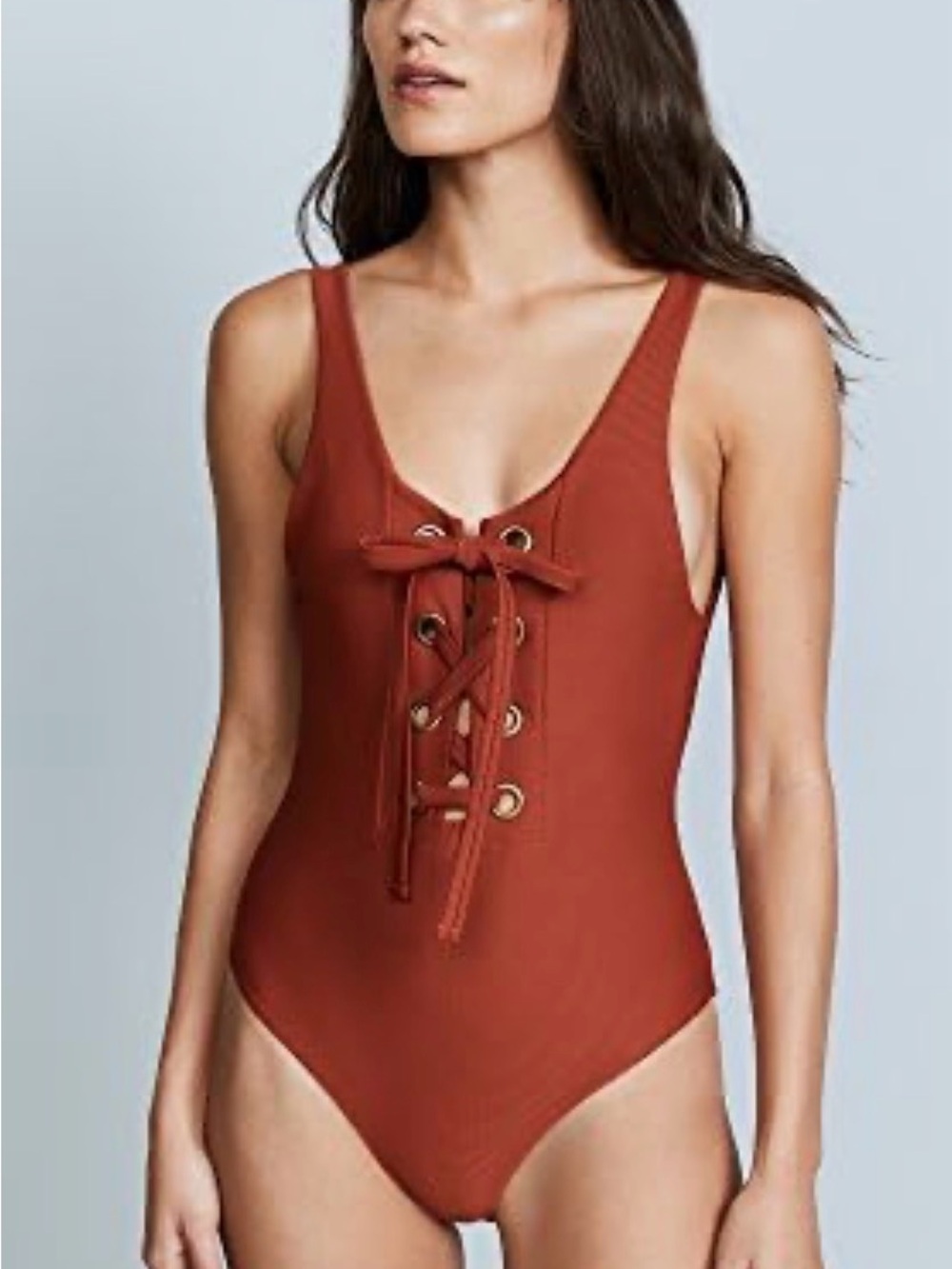 Mara Hoffman Burnt Orange Ribbed One-Piece Swimsuit